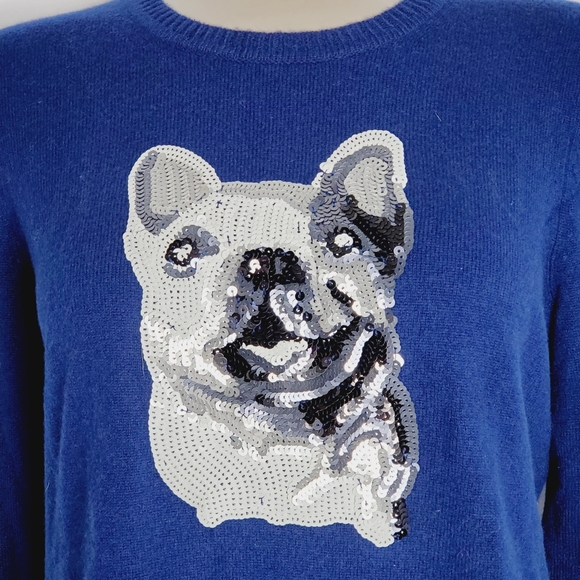 Cashmere Crewneck Pullover With Sequin Dog - Picture 3 of 9